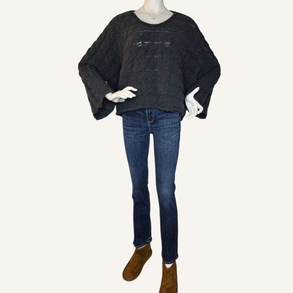 POL NWOT Cropped Cable Knit Sweater Gray | Quiet Luxury Coastal Cowgirl | S M L - Picture 2 of 10